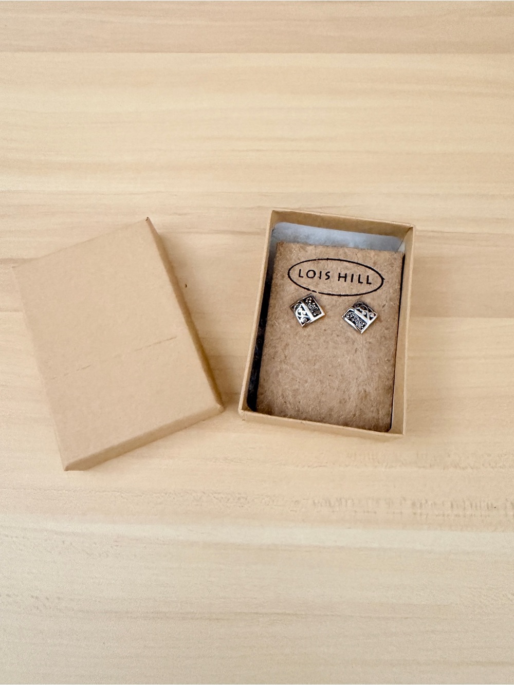 Lois Hill  Classic Half and Half Scroll/Granulation Square Studs